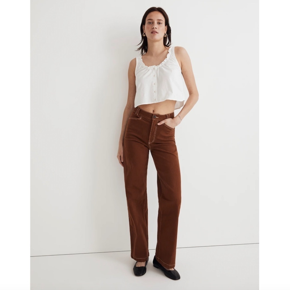 Madewell the Emmett 2.0 Wide-Leg Pants Garment-Dyed Edition, Clifftop Brown